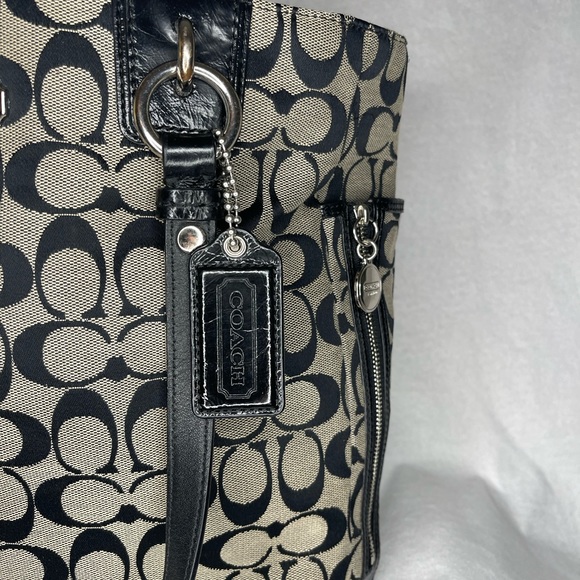 Coach Gallery Signature Zip Tote Bag - Black/Silver Canvas, Leather Accents 🩶 - Picture 7 of 9